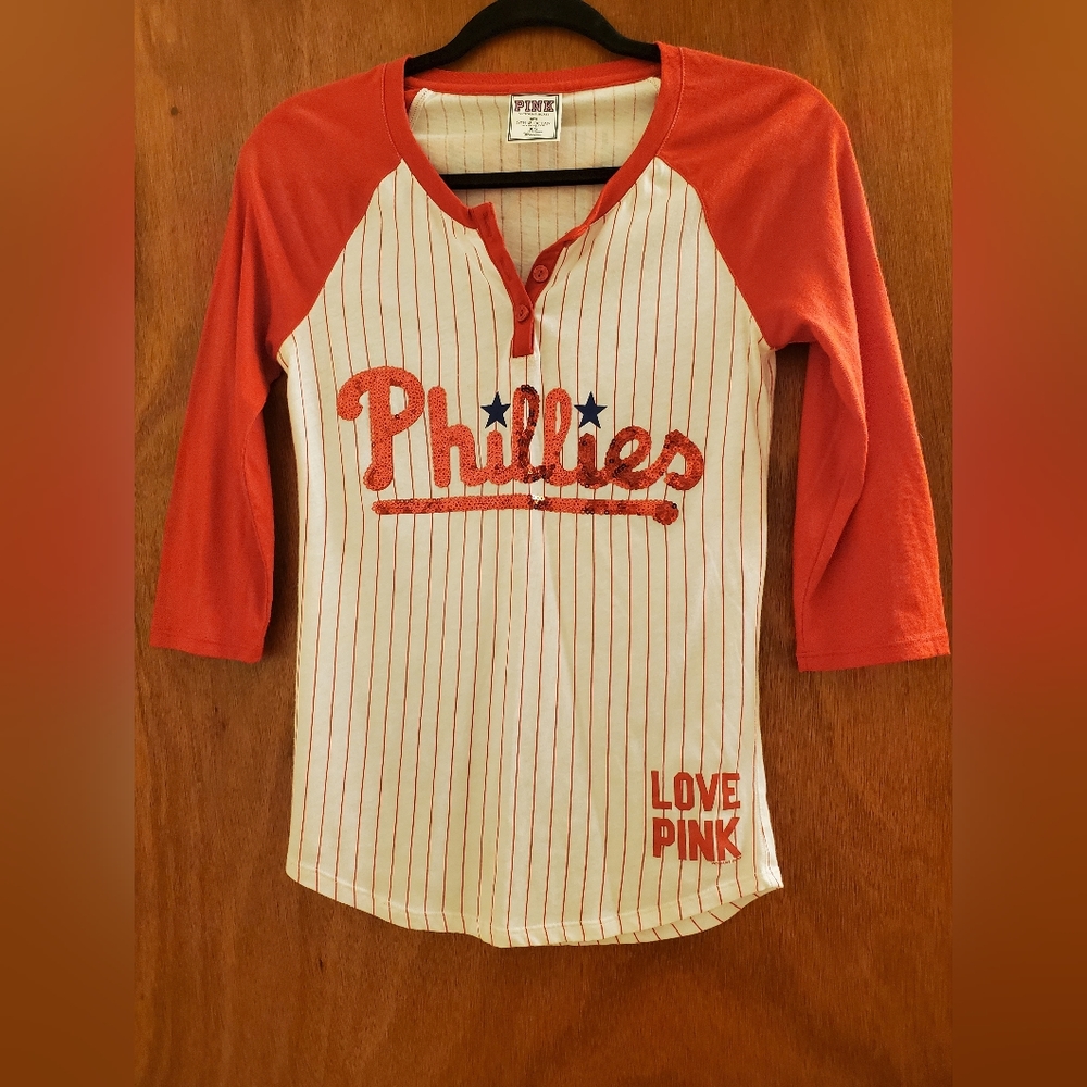 Phillies Victoria Secret Pink XS Baseball Shirt